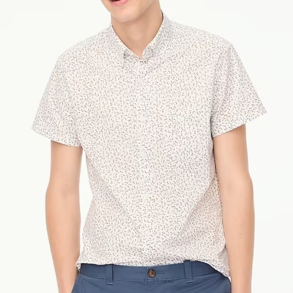 J Crew Factory Slim short-sleeve printed flex casual shirt size XL NWT BL165 - Picture 1 of 11